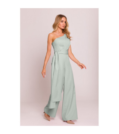 M845 Kombinezon na jedno ramię z wiązanymi szarfami - miętowy