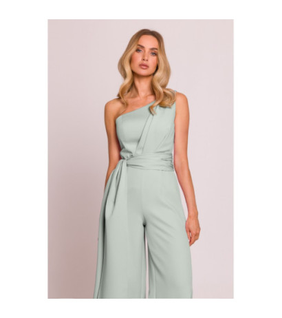 M845 Kombinezon na jedno ramię z wiązanymi szarfami - miętowy