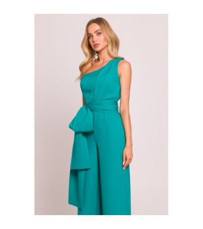 M845 Kombinezon na jedno ramię z wiązanymi szarfami - turkusowy