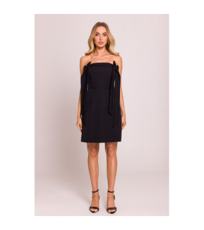 M851 Sukienka gorsetowa z kokardkami - czarna