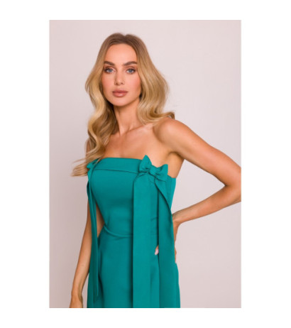 M851 Sukienka gorsetowa z kokardkami - turkusowa