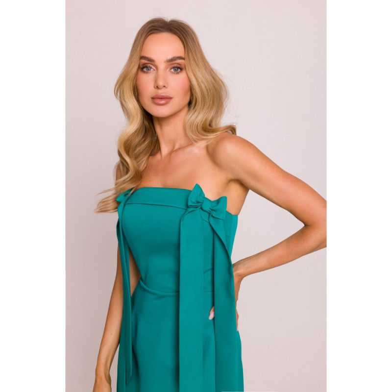 M851 Sukienka gorsetowa z kokardkami - turkusowa