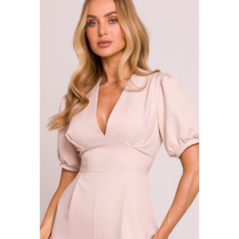 M852 Kombinezon z głębokim dekoltem - jasny beżowy