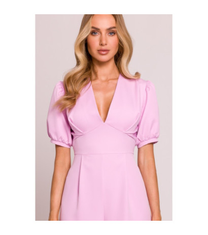 M852 Kombinezon z głębokim dekoltem - cukierkowy róż