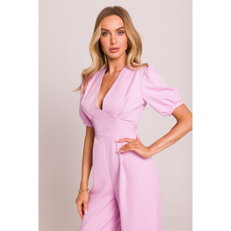 M852 Kombinezon z głębokim dekoltem - cukierkowy róż