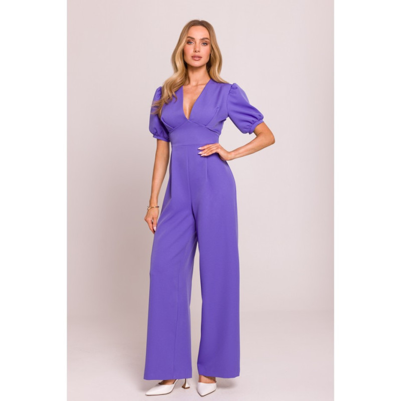 M852 Kombinezon z głębokim dekoltem - jasnofioletowy