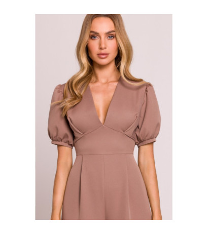 M852 Kombinezon z głębokim dekoltem - mokka