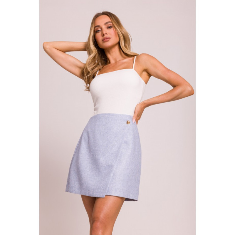 M854 Mini spódniczka na zakładkę - błękitna