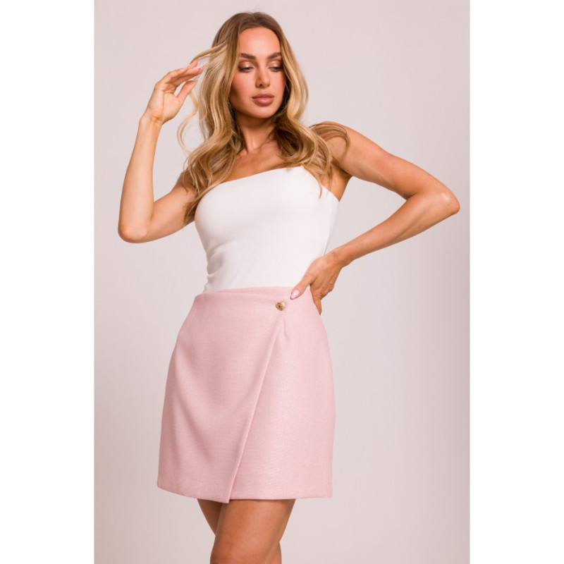 M854 Mini spódniczka na zakładkę - brzoskwiniowa