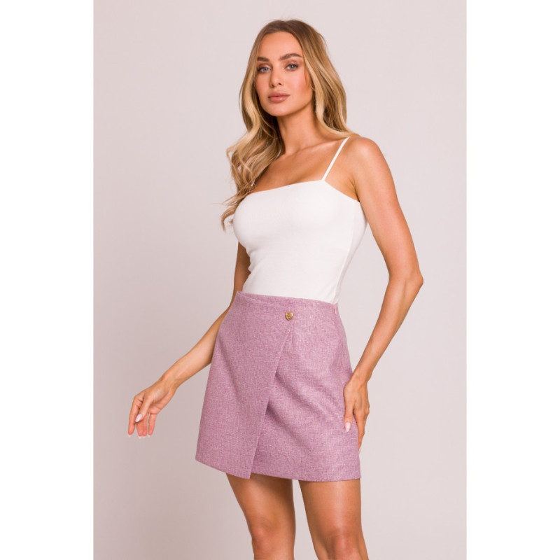 M854 Mini spódniczka na zakładkę - marsala