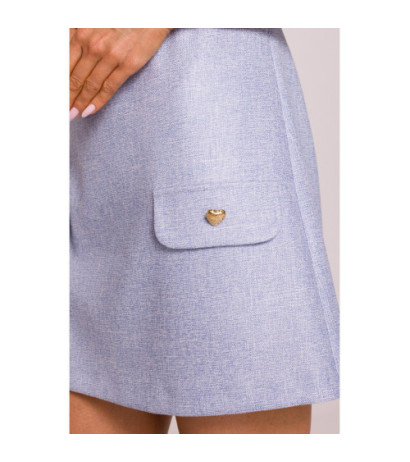 M855 Mini sukienka trapezowa - błękitna