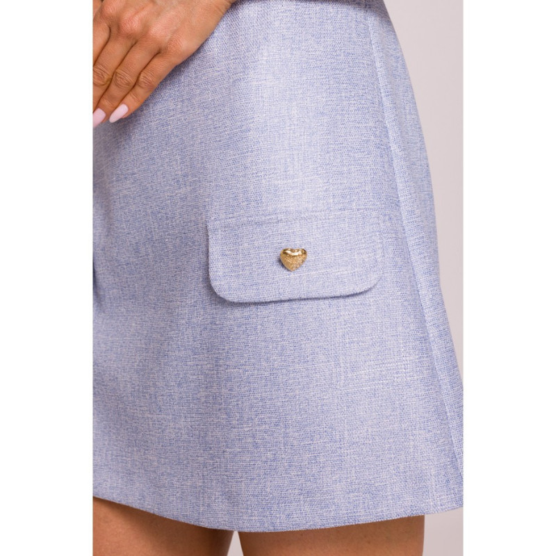 M855 Mini sukienka trapezowa - błękitna