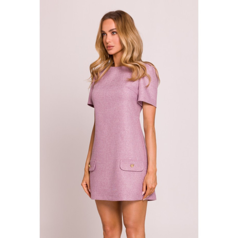 M855 Mini sukienka trapezowa - marsala