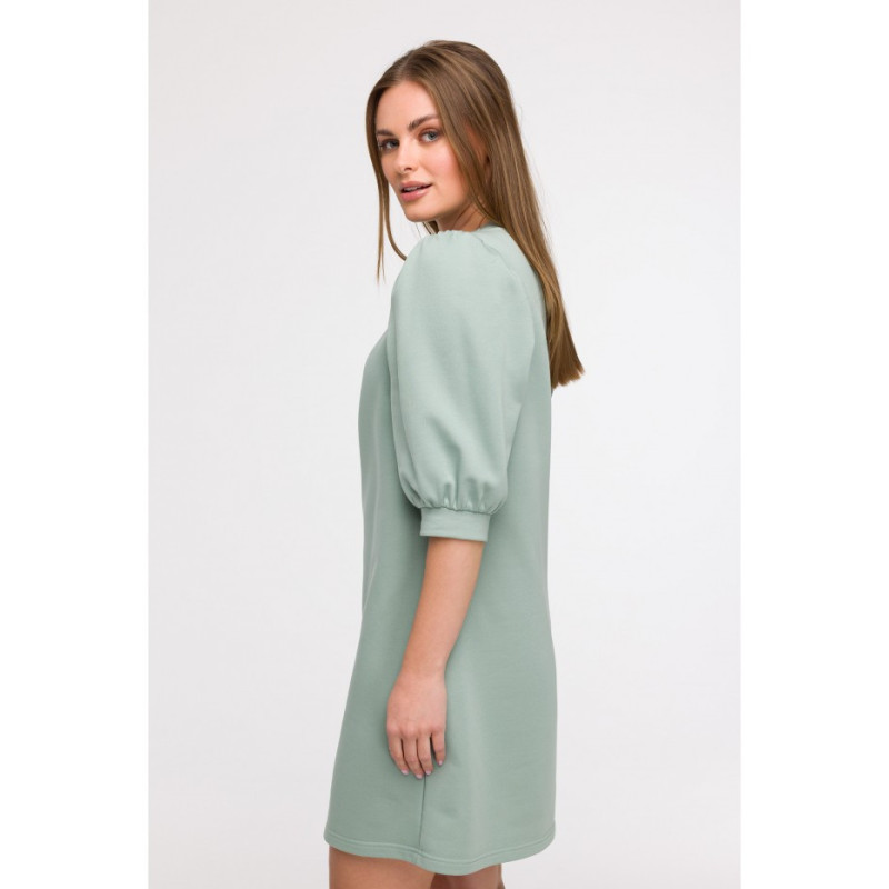 B291 Sukienka z bufiastymi rękawami - miętowa