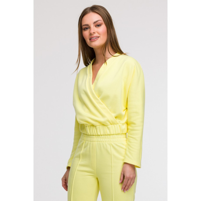 B292 Bluza z kopertowym dekoltem - cytrynowa