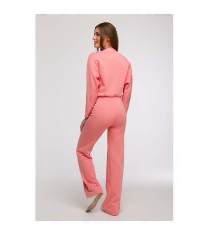 B292 Bluza z kopertowym dekoltem - koralowa