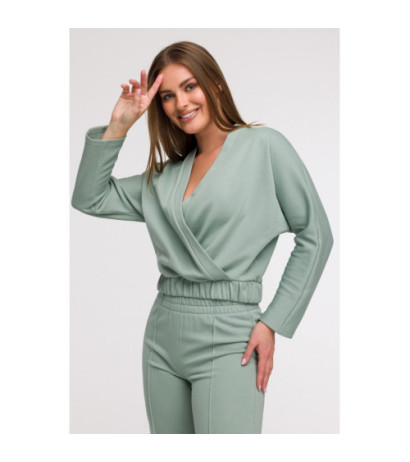 B292 Bluza z kopertowym dekoltem - miętowa