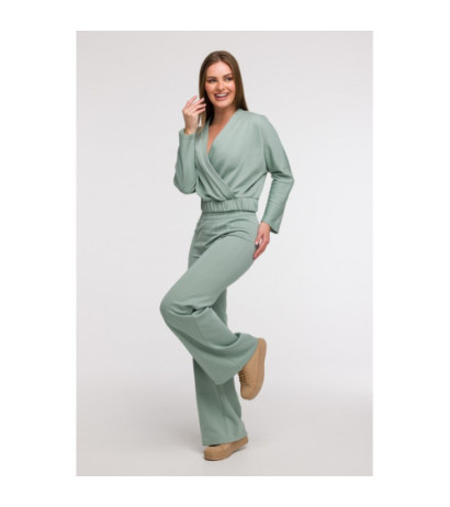 B292 Bluza z kopertowym dekoltem - miętowa