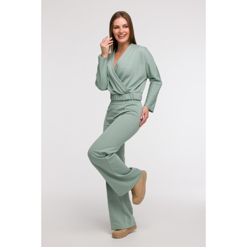 B292 Bluza z kopertowym dekoltem - miętowa