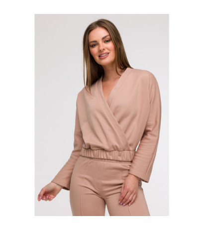 B292 Bluza z kopertowym dekoltem - mokka