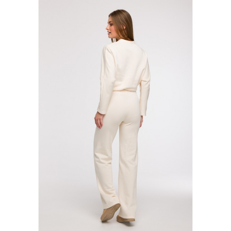 B292 Bluza z kopertowym dekoltem - waniliowa