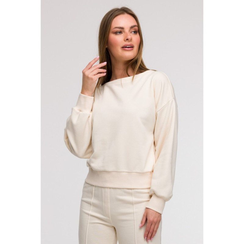 B293 Bluza z otwartymi plecami - waniliowa