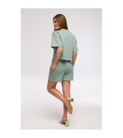 B294 Bluza oversize z krótkimi rękawami - miętowa