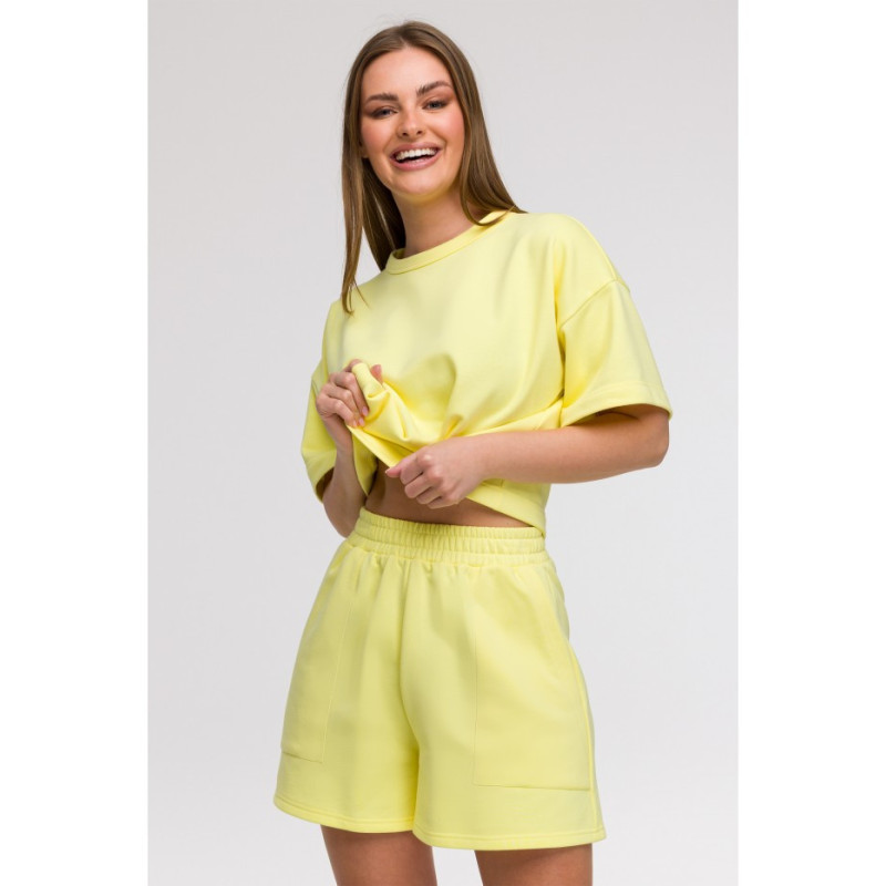 B295 Szorty z kieszeniami - cytrynowe