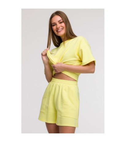 B295 Szorty z kieszeniami - cytrynowe