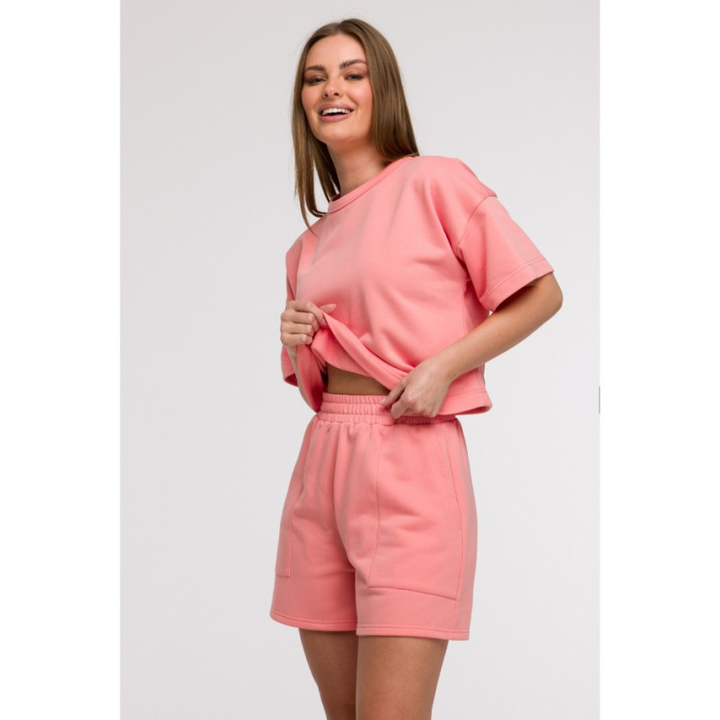 B295 Szorty z kieszeniami - koralowe