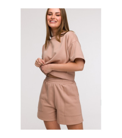 B295 Szorty z kieszeniami - mokka