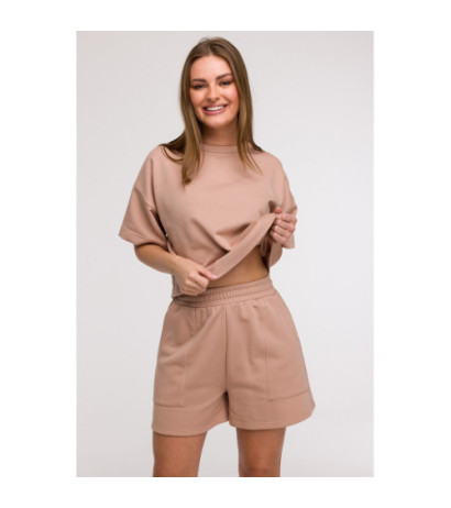 B295 Szorty z kieszeniami - mokka