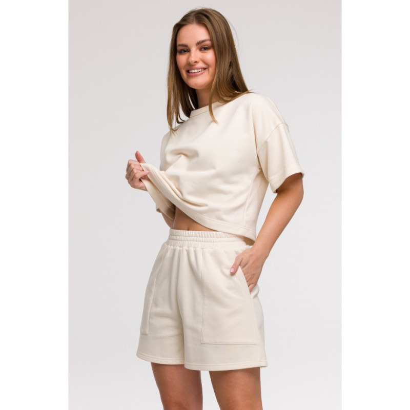 B295 Szorty z kieszeniami - waniliowe