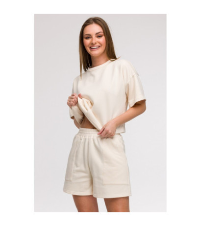 B295 Szorty z kieszeniami - waniliowe