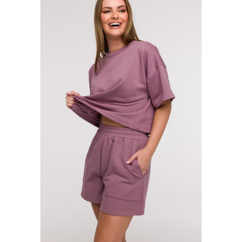 B295 Szorty z kieszeniami - wrzosowe