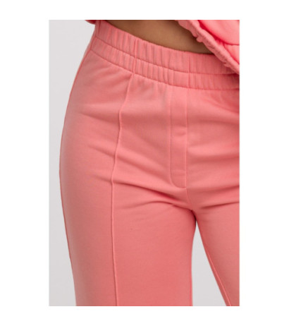 B296 Spodnie dresowe z przeszyciami - koralowe