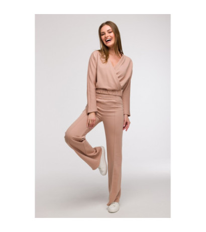 B296 Spodnie dresowe z przeszyciami - mokka