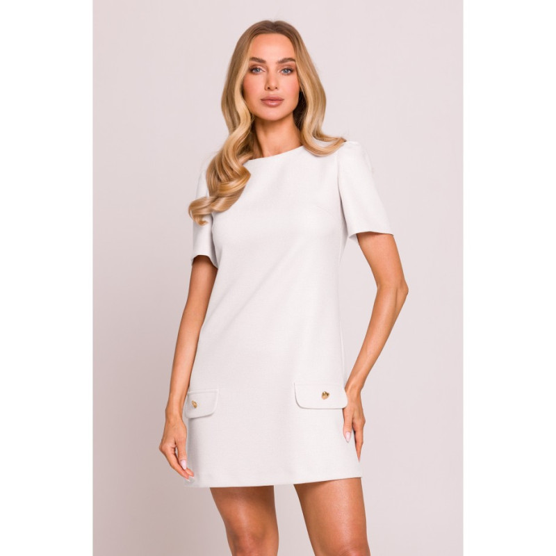 M855 Mini sukienka trapezowa - śmietankowa
