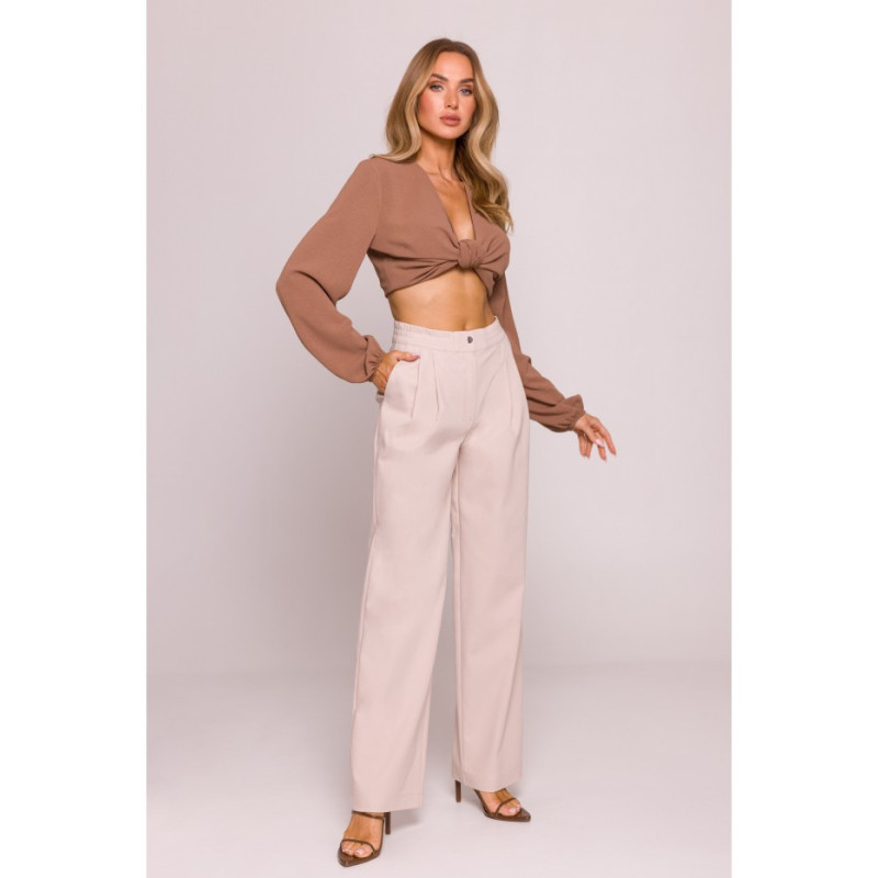 M799 Spodnie z szerokimi nogawkami - beżowe