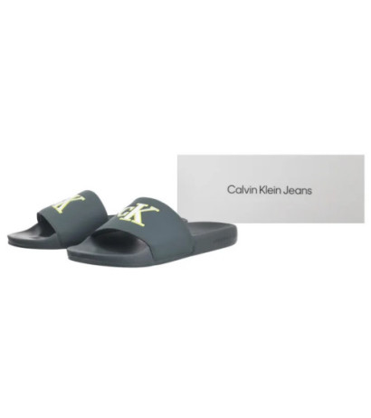 Calvin Klein Slide Jelly Mono Pu Seaside Aqua/White YM0YM01281 02M (CK673-a) sussid