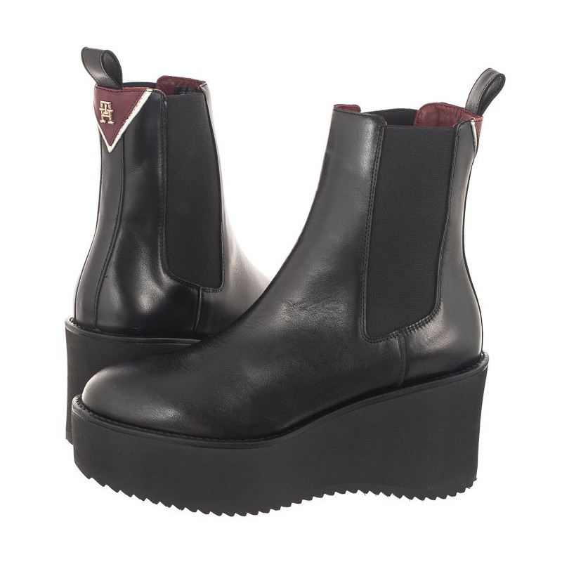 Tommy Hilfiger Elevated Wedge Bootie Black FW0FW07857 BDS (TH861-a) saapad