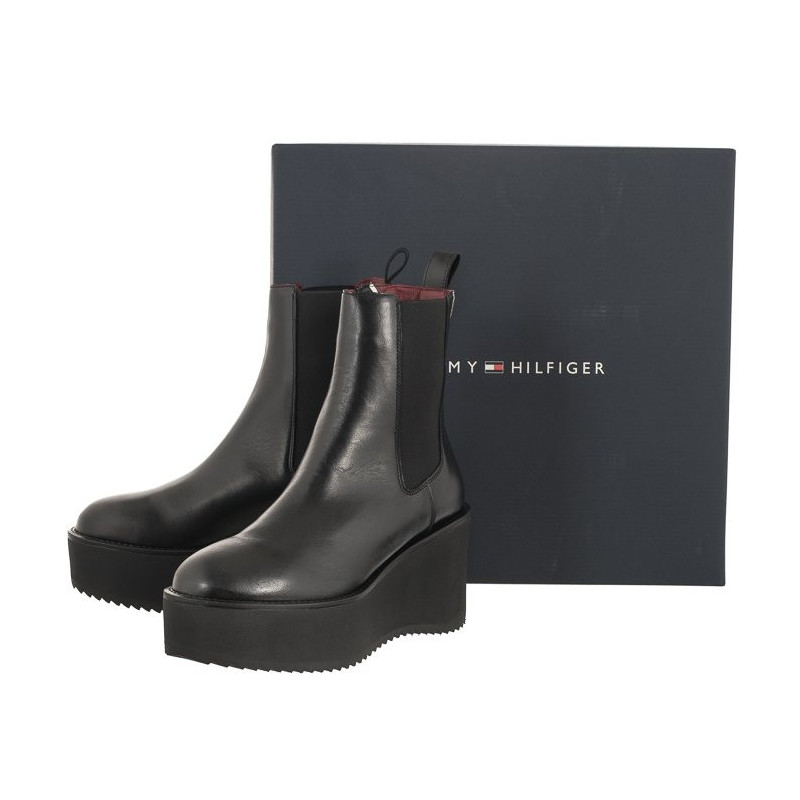 Tommy Hilfiger Elevated Wedge Bootie Black FW0FW07857 BDS (TH861-a) saapad
