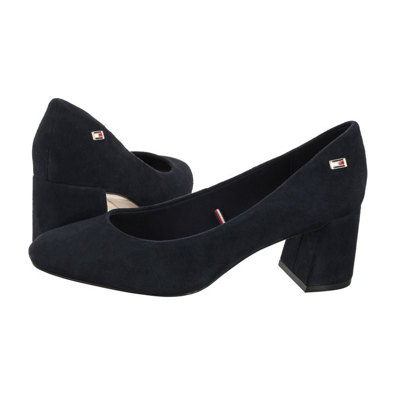 Tommy Hilfiger TH Suede Mid Heel Block Pump Space Blue FW0FW07717 DW6 (TH1027-a) kingad