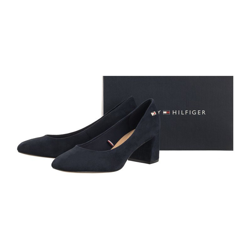 Tommy Hilfiger TH Suede Mid Heel Block Pump Space Blue FW0FW07717 DW6 (TH1027-a) kingad