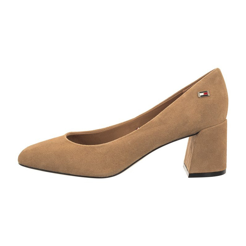 Tommy Hilfiger TH Suede Mid Heel Block Pump Classic Khaki FW0FW07717 RBL (TH1027-b) kingad