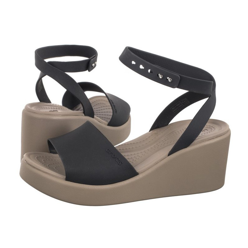 Crocs Brooklyn Ankle Strap Wedge Black/Mushroom 209406-07H (CR303-a) kingad