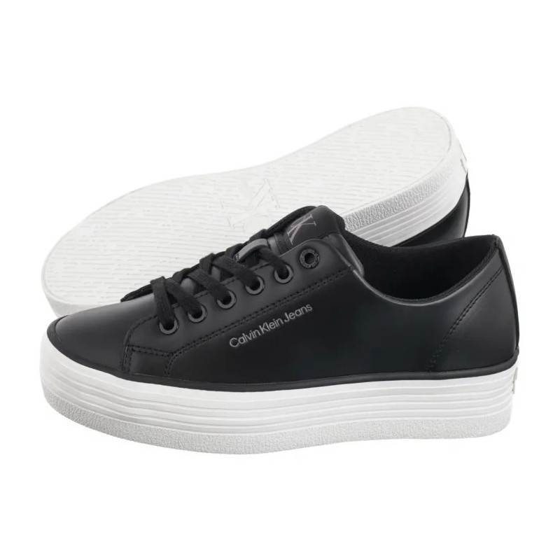 Calvin Klein Bold Vulc Flatf Low Lth In Black/Bright White YW0YW01633 0GM (CK604-b) kingad