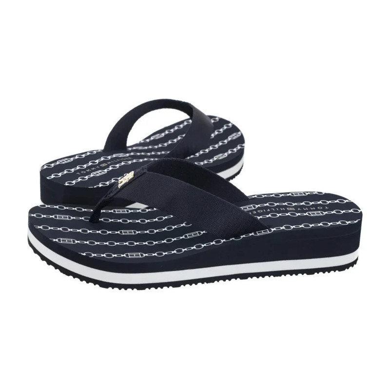 Tommy Hilfiger Im TH Chainprint Midwedge Sandal Space Blue FW0FW08527 DW6 (TH1294-a) kingad
