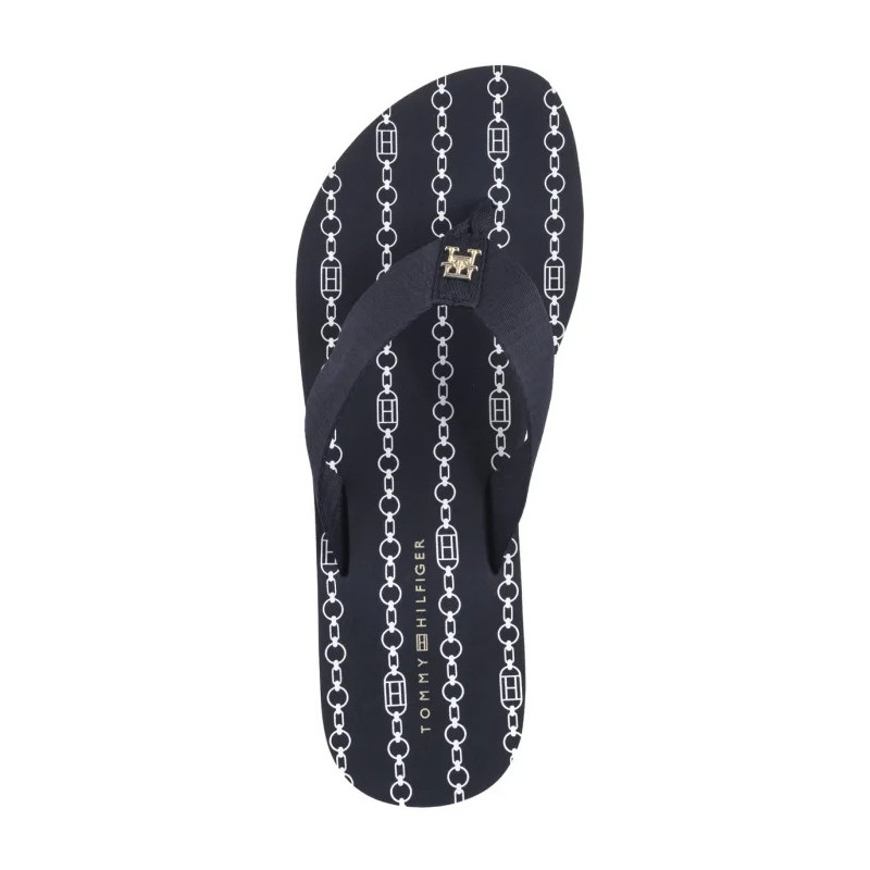 Tommy Hilfiger Im TH Chainprint Midwedge Sandal Space Blue FW0FW08527 DW6 (TH1294-a) kingad