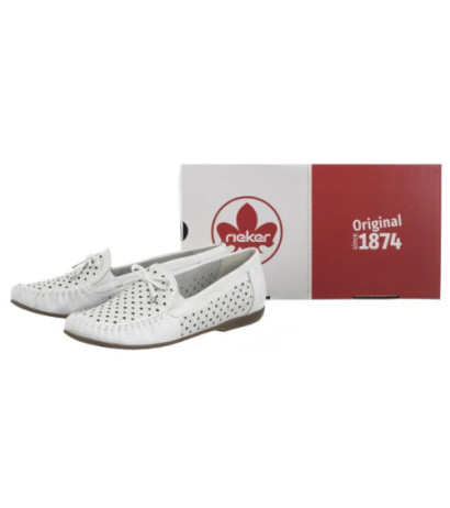 Rieker Białe Ażurowe L6352-80 White (RI249-a) kingad